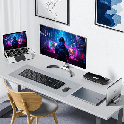 Waterproof Mouse Pad with Durable Stitched Edge, XXXL Gaming Keyboard Pad, Non-Slip Rubber Base Mouse Mat, Extended Desk Pad for Gamer, Office & Home, Gray Mousepad 35.4''X 15.7''X 0.12''